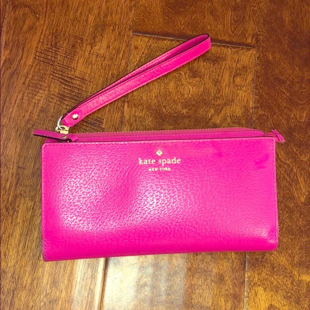 Kate Spade Hot Pink leather Wristlet / Wallet